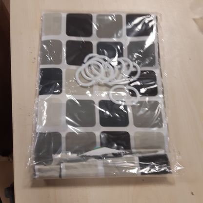 248638 - EABDICE Perde dushi e papërshkueshme nga uji dhe papastërtitë, mozaiku për vaskë, me 8 grepa, për banjo, tualete (120 x 180 cm, model mozaiku)