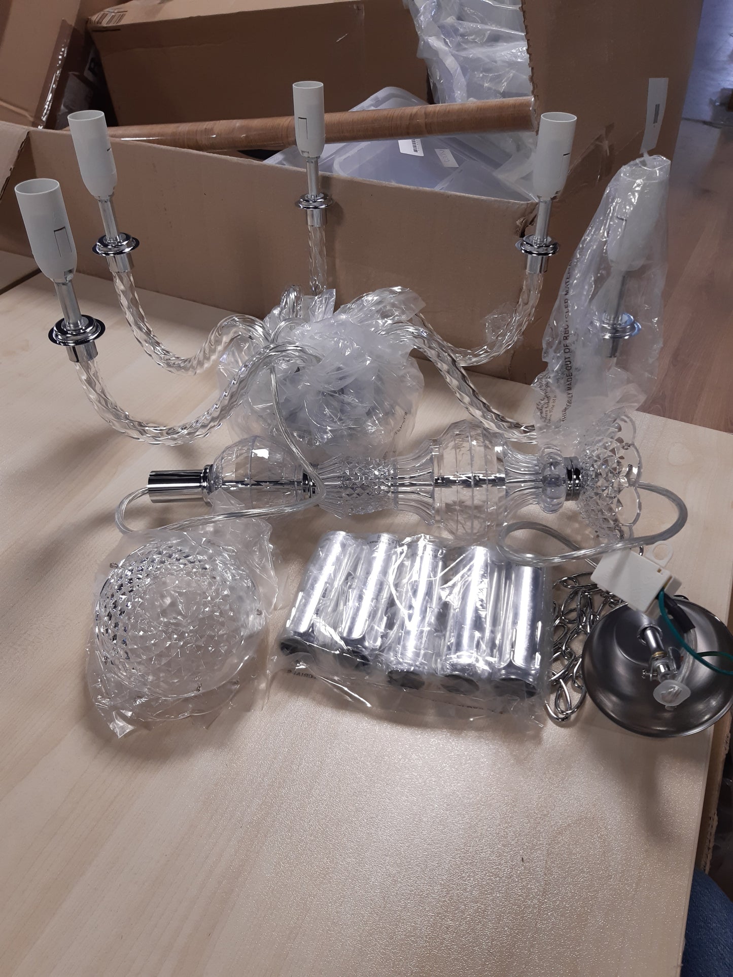 175133 - REALITY LEUCHTEN R1107-00 - Llambadar i përbërë nga Akrilik i Pastër, Kapacitet 5x E14, pa llambat përjashtim