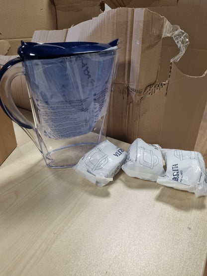 208856 - BRITA - Enë Filtri Uji Marella Blu, Kapacitet 2.4L, me 3 filtra MAXTRA PRO, Zvogëlojnë Klorin, Gëlqeren, PFAS dhe Metalet, Elegante dhe Funksionale