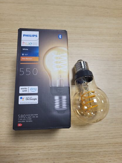 214691 - PHILIPS llambë filamenti klasike, e pajtueshme me Bluetooth, madhësi standarde, funksionon me Alexa, Google Assistant dhe Apple HomeKit