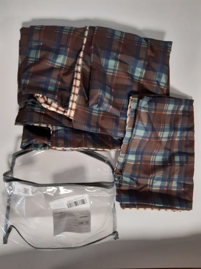 206321 - FREYAMY Set Mbulesash Jorgani me Ngjyrë të Gjelbër dhe Kafe, Mikrofibër, 220x240cm për Dy Persona, me Mbyllje Moderne me Zinxhir dhe 2 Mbulesa Jastëku 65x65cm