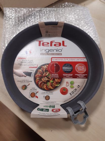 226501 - TEFAL Tigan Ingenio 28 cm, i pajtueshëm me induksion, me shtresë jo ngjitëse, i stivueshëm, i sigurt për lavastovilje, i prodhuar në Francë, Natural Force L3960602