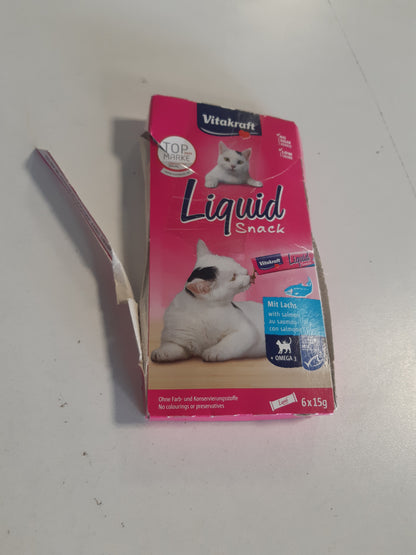 211765 - VITAKRAFT Lëng i Lehtë, Ushqim Kremoz për Mace me Salmon dhe Acide Yndyrore Omega 3, për Lëkurë të Shëndetshme, në Qese Individuale, 1 Pako (6 x 15g)