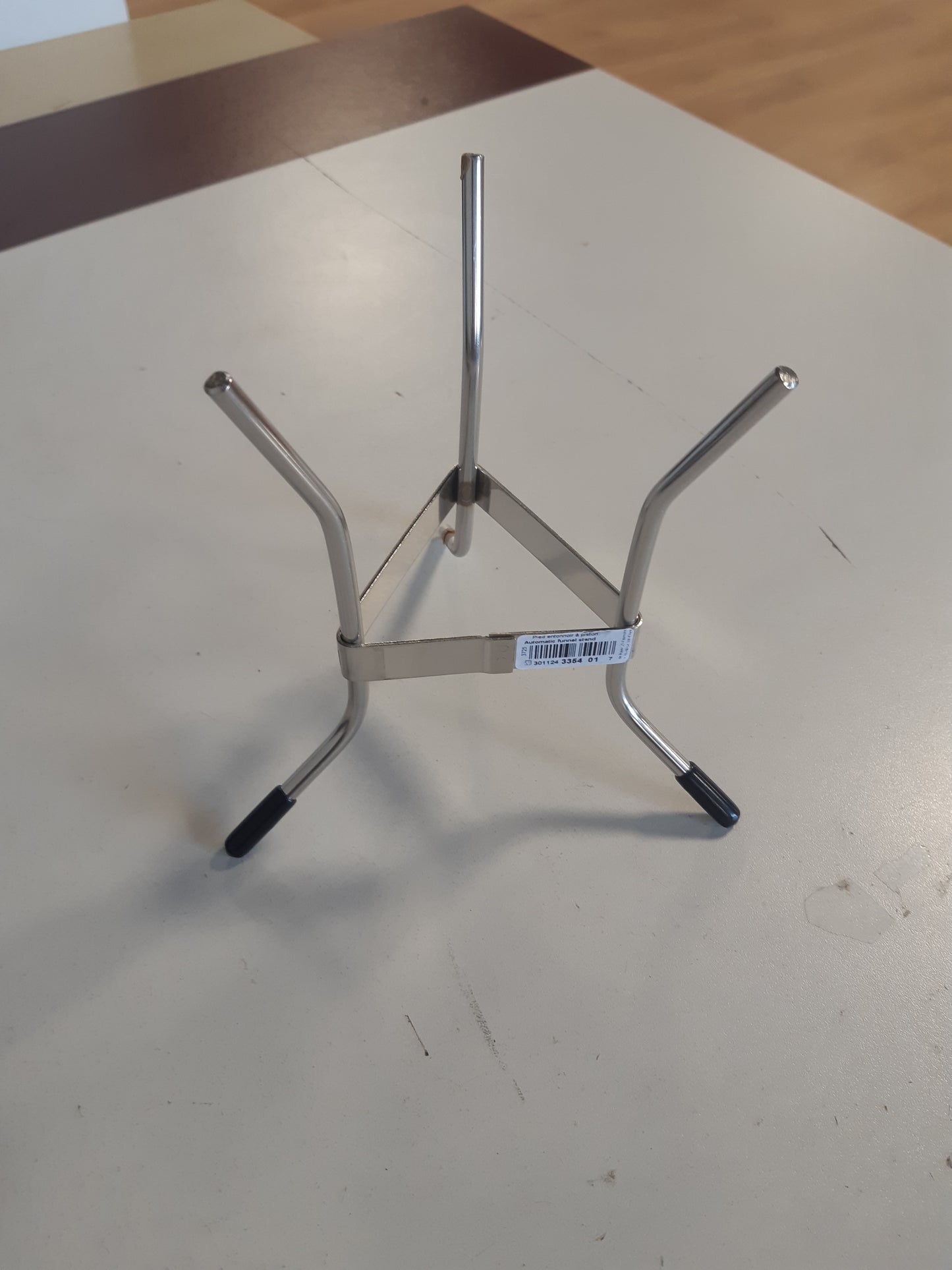 214000 - DE BUYER këmbë çeliku inox për hinkë pistoni, 15 cm e lartë, Argjend