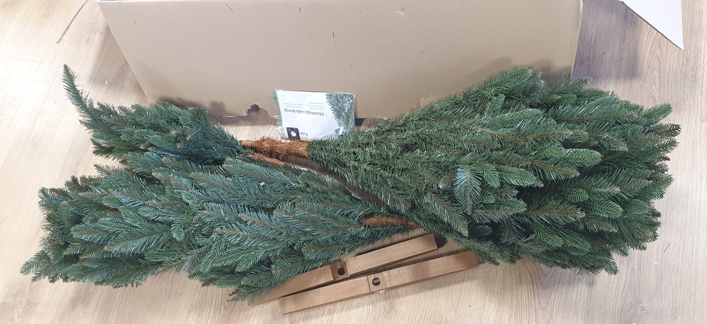 187007 - FAIRYTREES Pemë Artificiale e Krishtlindjeve Nordman Premium, 220 cm, e Prodhuar në BE, me Trung Frashëri dhe Mbështetëse Ngjyrë Kafe