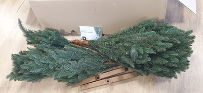 187007 - FAIRYTREES Pemë Artificiale e Krishtlindjeve Nordman Premium, 220 cm, e Prodhuar në BE, me Trung Frashëri dhe Mbështetëse Ngjyrë Kafe