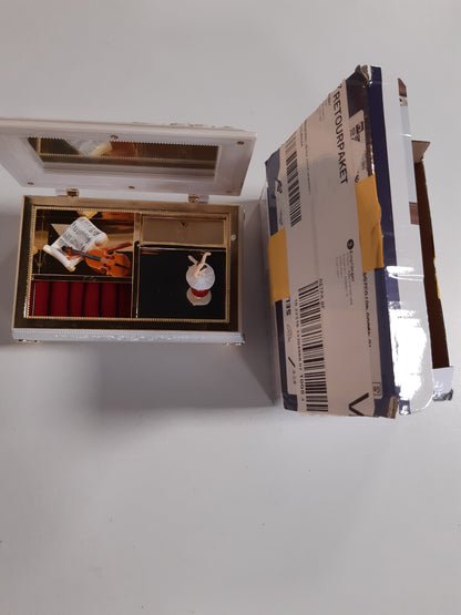 206464 - WSAMJIN - Kuti Muzikore Balerinë, Vintage, për Unaza, Byzylykë, Vathë, me Melodi dhe Pasqyrë, Ngjyra E Bardhë Perle