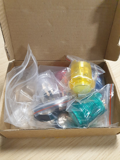 267475 - EG STARTS - Drita LED Arcade 30 mm, Buton i integruar, Butona të ndriçuar 5V për lojëra Arcade, Kit DIY, Jamma Mame Raspberry Pi 1 2 3 (1 nga secila ngjyrë) dhe 5 ngjyra, i çmontuar