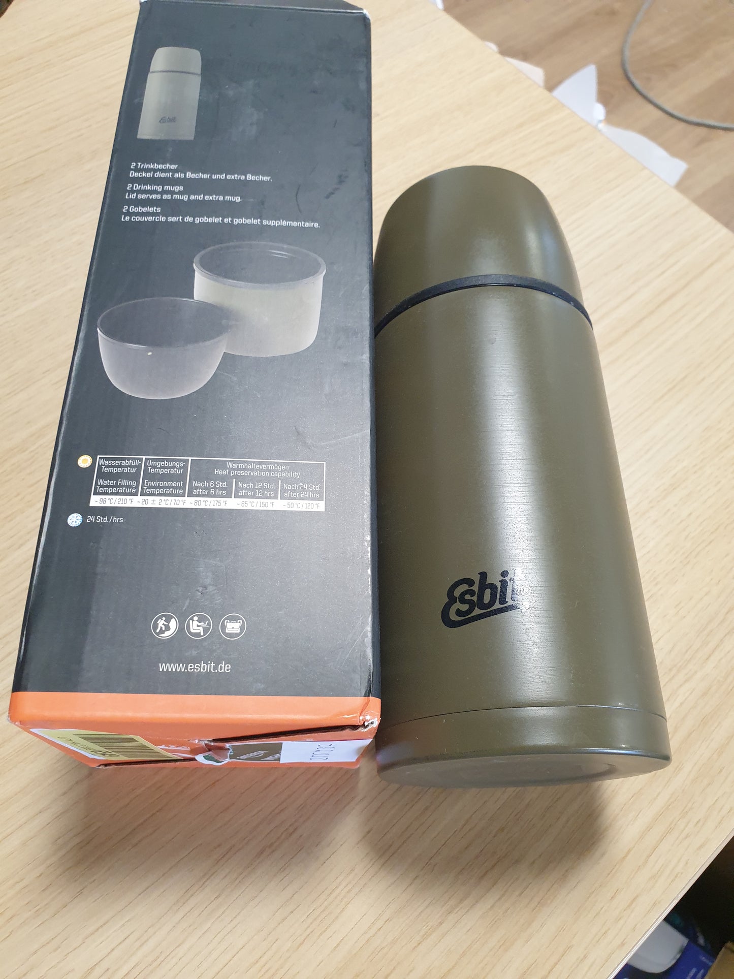255937 - ESBIT - Shishe e Izoluar 500ml, Termos për pije të nxehta dhe të ftohta, Jeshile ulliri