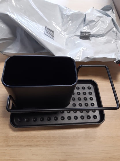 262168 - WENKO Organizues për larjen e enëve Model Orio, Kuti larjeje me enë çeliku inox të lëvizshme, dimensionet (Gj x L x Th): 21 x 10.5 x 12 cm, E zezë