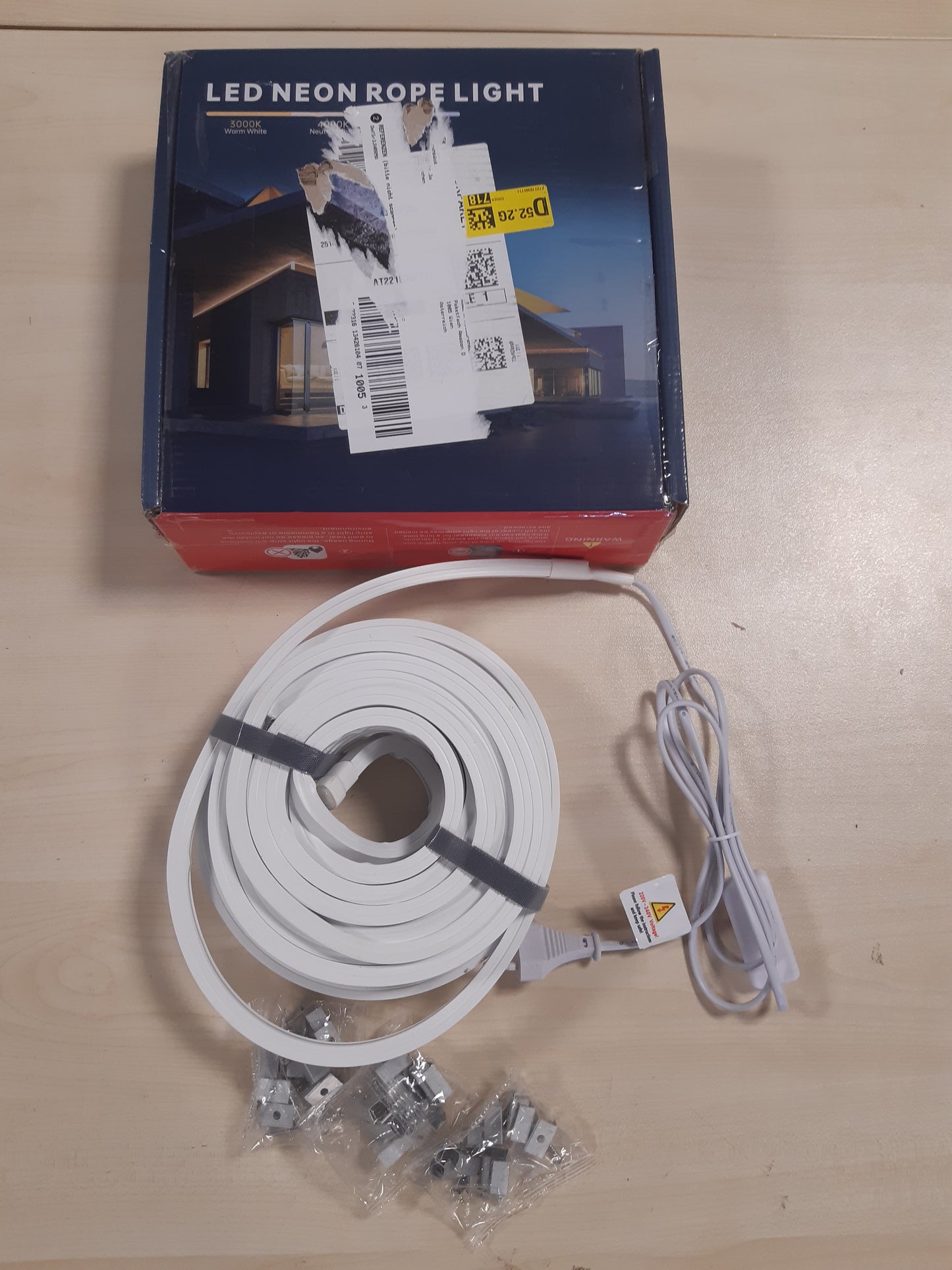 217248 - BRIMETI Shirit LED 230V Neon LED 15M, IP65, Tub Silikoni i Bardhë, 120LED/M