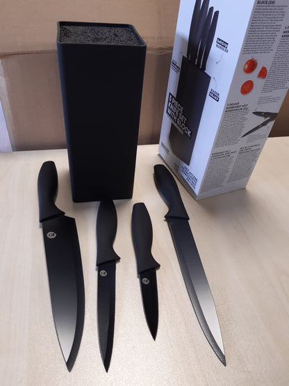 255626 - MASTERCHEF Bllok thikash me thika, Set thikash 6 pjesë, tehe çeliku inox, dorezë e butë, e zezë