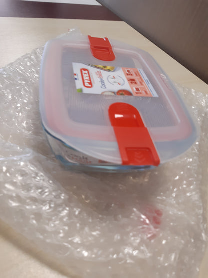 197853 - PYREX Enë Drejtkëndëshe Qelqi për Ruajtjen e Ushqimit Cook&Heat me Kapak, Madhësia 23x15x6cm, Kapaciteti 1.1L