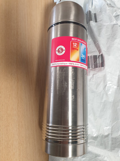 223598 - EMSA 618101600 Senator, shishe e izoluar, termos, filxhan kafeje portativ, 1000ml, filxhan termik, mbyllje e sigurt, çelik inox