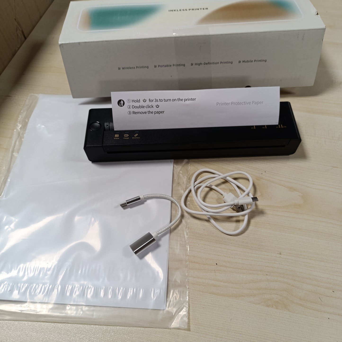 267908 - TATTMUSE Printeri Termik A4 Mbështet formatet A4/A5/B5, Printer Mobile Bluetooth, Printer Mësimi, Printer Faturash, Printer Portativ i Kompatibil me Telefonin, Printer Monokrom Udhëtimi, Vetëm Letër Termike