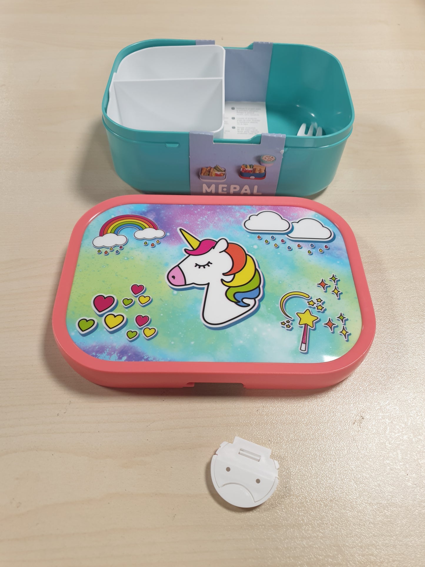 258035 - MEPAL Kuti Dreke për Fëmijë Campus, Kuti Bento, 750 ml, me Ndarje dhe Pirun, Pa BPA, e Sigurt për Lavatriçe, Njëbrirësh