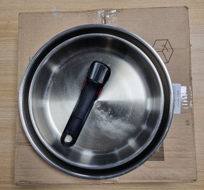 157038 - TEFAL - Set Tiganësh Ingenio Preference, 2 Copë 24/28 cm, me Dorzë të Lëvizshme, për Induksion, Material Çelik Inox, të Grumbullueshëm, Përshtatshëm për Larje në Makinë Larëse Enësh, Prodhim Francez, Modeli L9759002
