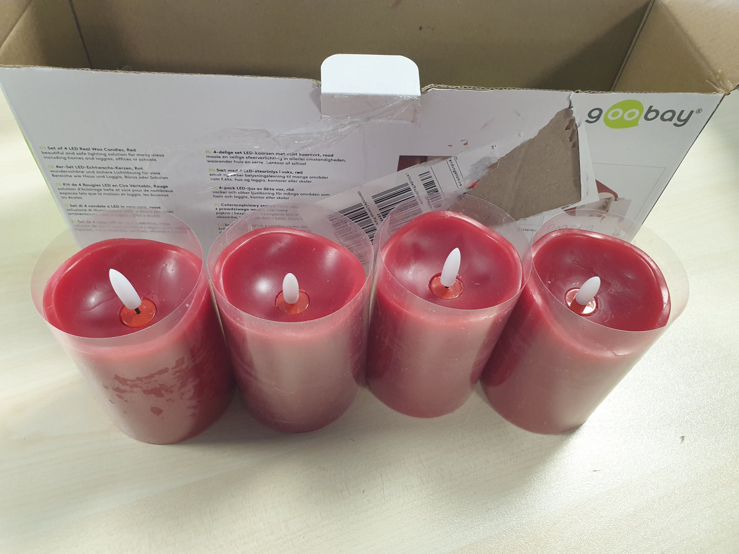 209659 - GOOBAY Qirinjë me Kohëmatës, Set 4 Copësh, të Kuq, me Fitil 3D, Funksionojnë me Bateri, për Dhomë Ndenjeje dhe Ngrenie - 77749