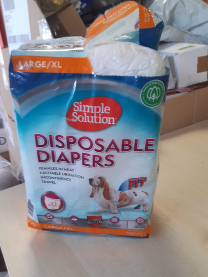 202424 - SIMPLE SOLUTION Pelenat e Disponueshme për Qen Femra, Thithëse dhe të Papërshkueshme nga Rrjedhjet, me Tregues Lagështie, Pako e 12 Copëve