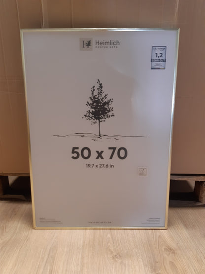 175557 - HEIMLICH - Kornizë e Madhe Fotografie Kolazh Bëje Vetë, 50x70 cm, Alumini Metal, në Ari, me Mbulesë Folie - Vetëm për Montim në Mur