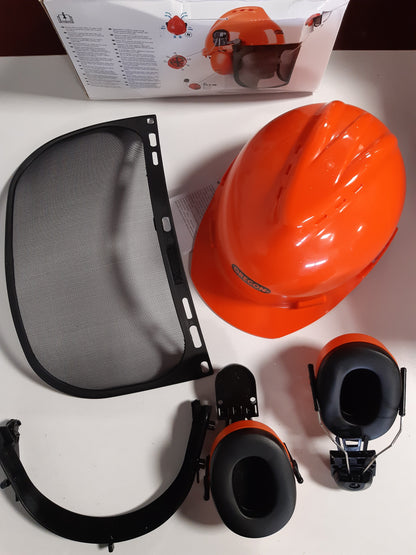 163533 - OREGON Helmë Sigurie Yukon me Mbrojtëse Veshësh dhe Vizor Rrjetë, Ideale për Punë me Sharrë Motorri dhe Makinë Prerëse Furçash