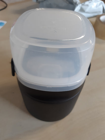 246954 - ITSLIFE Enë Ushqimi Termos 450ml me 2 Kuti Ushqimi, Kuti Dreke e Papërshkueshme nga Hidhet për Fëmijë me Lugë, Gotë Drithërash prej Çeliku Inoks, Enë Ushqimi e Izoluar me Vakum për Shkollë, Zyrë, Kamping, e Zezë