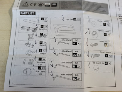 266658 - GRIFEMA Krah monitori i dyfishtë për monitorë 13-27 inç, i rregullueshëm në lartësi, pjerrësi ±90°, rrotullim 360°, peshë maksimale 10KG, VESA 75/100 MM, GB2001A-2, i zi