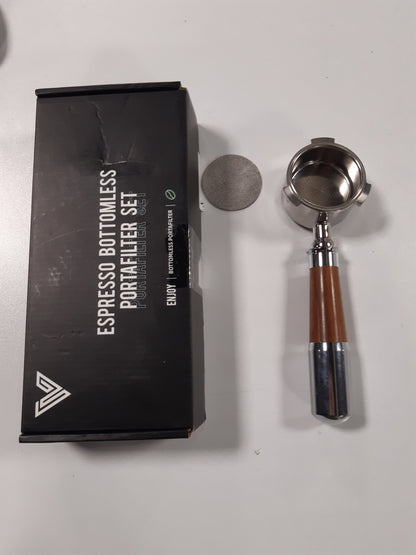 250783 - VINATO Portafilter 51 mm pa Fund, Mbajtëse Filtri Çeliku Inox për DeLonghi EC680/EC685/EC885/EC890, Portafilter me 1 Gotë me Dru Arre dhe Dorezë Çeliku Inox (3-veshësh)