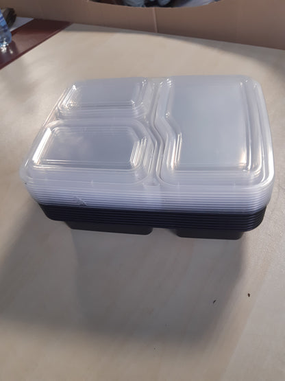 224957 - Përgatitje Vaktesh, Enë të ripërdorshme pa BPA, 3 ndarje me kapakë hermetikë, të sigurta për frigorifer, mikrovalë, lavastovilje, kuti dreke Bento, 32 oz