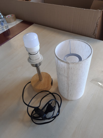 257044 - UPXNBOR Llambë nate, llambë tavoline me karikim USB-A dhe USB-C, 3 nivele drite të ngrohta, abazhur prej liri, kabllo 1.5 m, llambë E27 e përfshirë