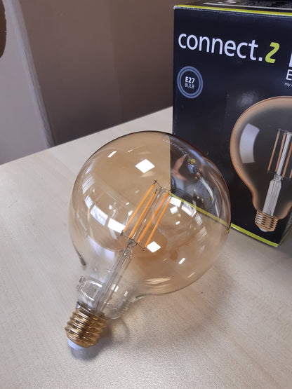 247672 - Llampa LED EGLO Connect.z E27, G125, ZigBee, Kontroll Zëri, 650 Lumen, 6 Vat, Llampa Vintage Amber