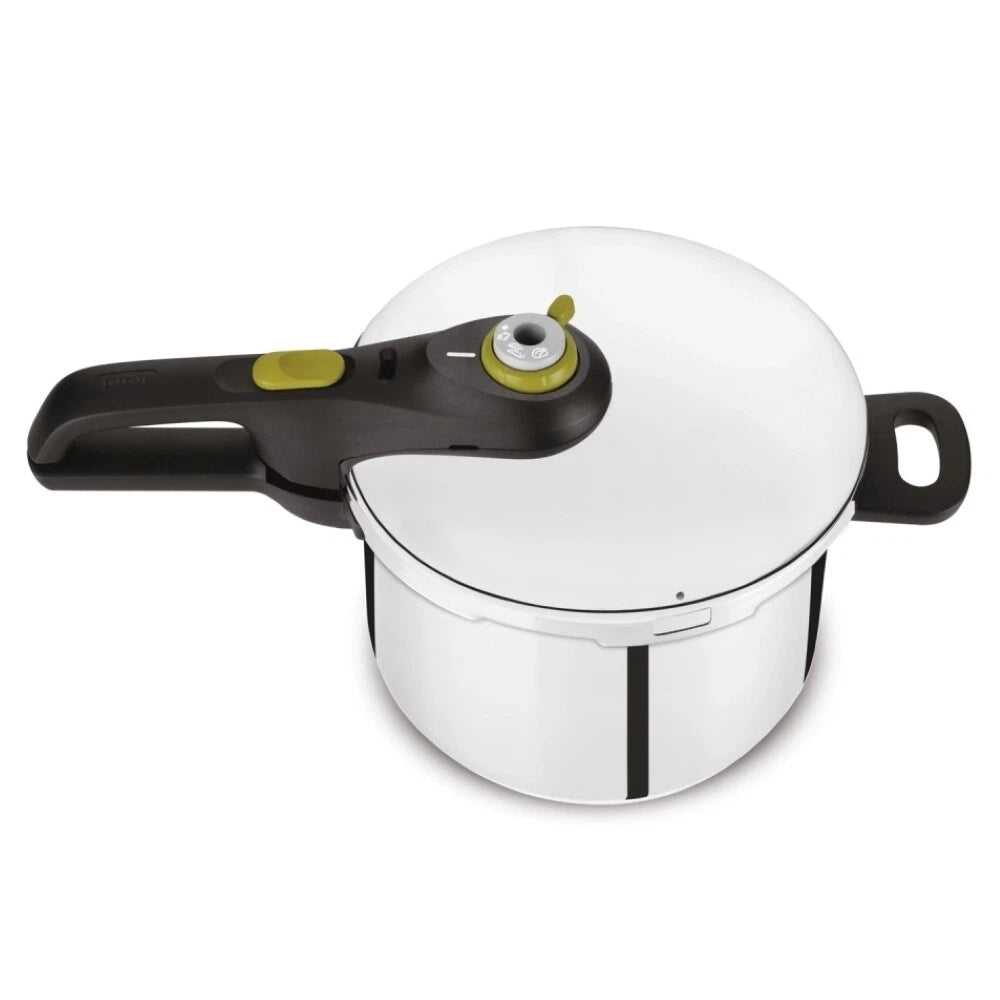 141849 - Tefal Secure 5 Neo – tenxhere me presion me kosh avulli, ngjyrë argjendi/e zezë, 22 cm, kapacitet 6 litra.