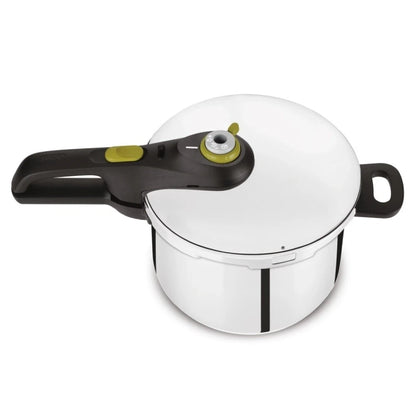 141849 - Tefal Secure 5 Neo – tenxhere me presion me kosh avulli, ngjyrë argjendi/e zezë, 22 cm, kapacitet 6 litra.