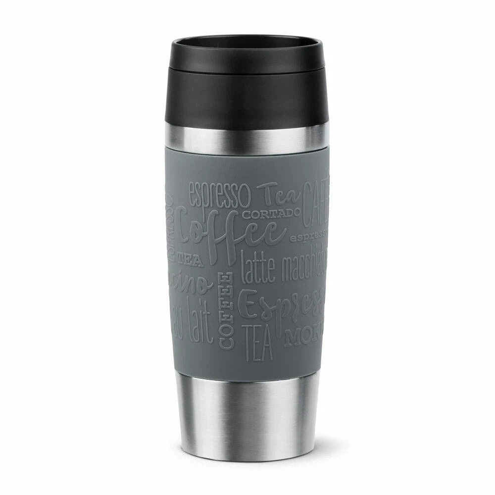 141894 - Emsa Travel Mug Classic – Filxhan termos për udhëtim, prej çeliku inox, ngjyrë gri “pepper”, 360 ml.