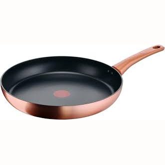 161214 - LAGOSTINA Rosé - Tigan Anti-Ngjitës i Madhësisë Ø 24cm me Veshje Titaniumi, Treguesi i Nxehtësisë me Sinjal Termik, Doreza e Kunjuar, i Përshtatshëm për Induksion, në Ngjyrën Rozë të Artë
