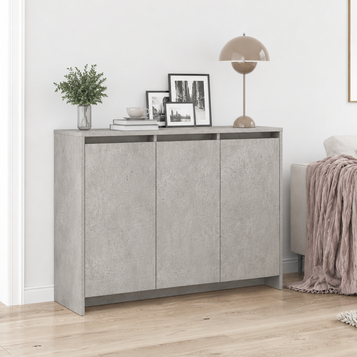 270001 - vidaXL Sideboard me 3 Dyer në Ngjyrë Gri 90x34x80 cm