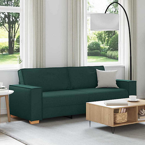 265335 - VIDAXL Divan 3-Vendësh Jeshile e Errët 180 cm Pëlhurë