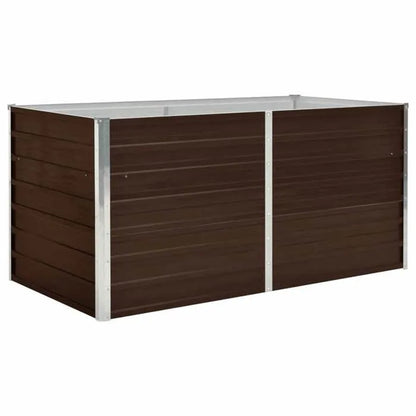 244557 - vidaXL Kuti Kopshti prej Çeliku të Galvanizuar 160x80x77 cm Ngjyrë Kafe me Bordurë Sigurie të Palosshme
