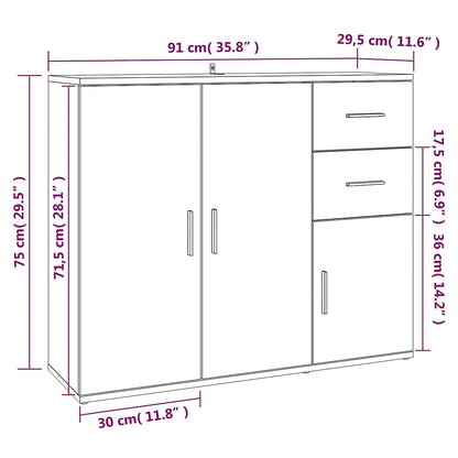 280234 - vidaXL Komodinë / Sideboard i Bardhë 91 × 29.5 × 75 cm, Dru i Përpunuar