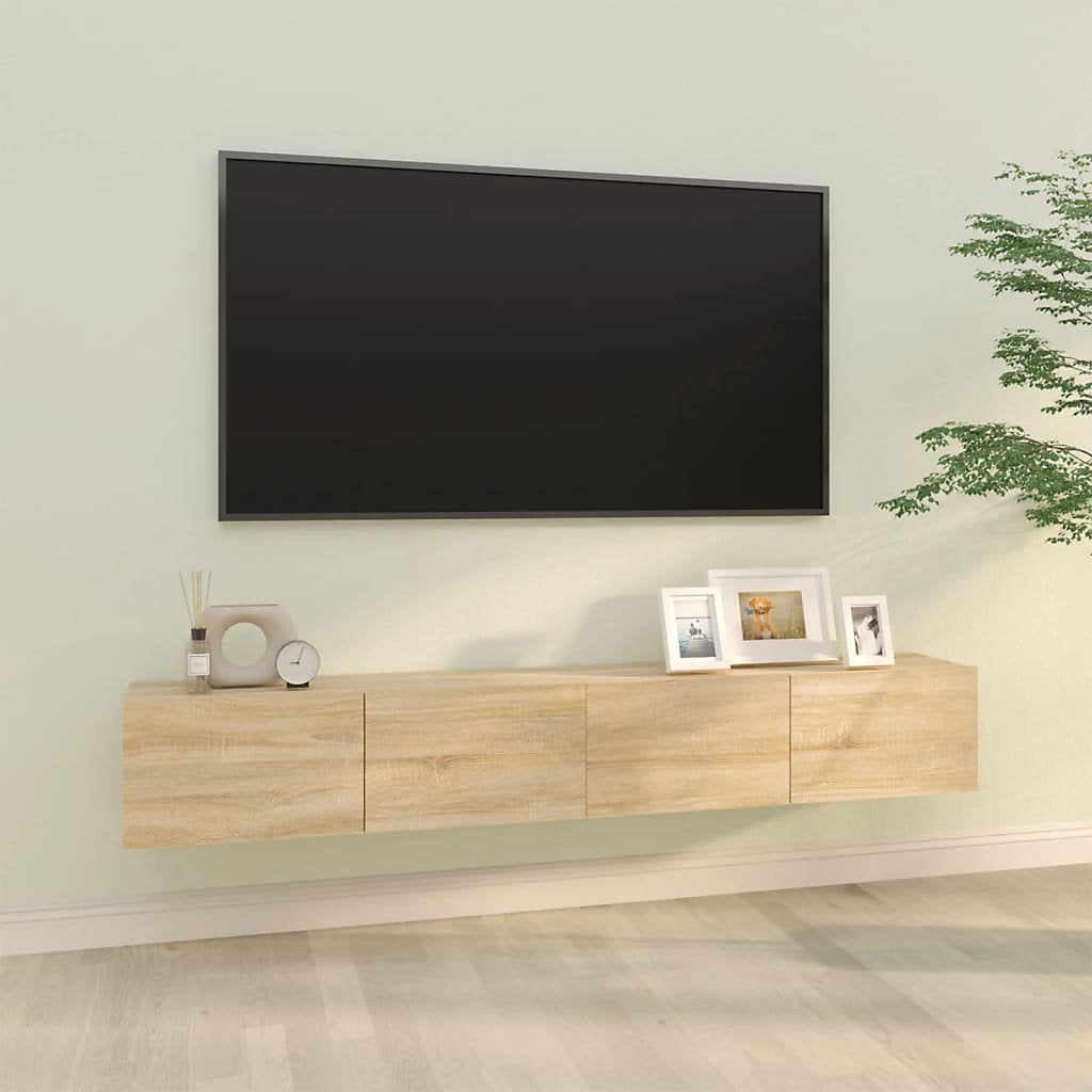 265223 - vidaXL Set me 2 Komoda Muri për TV 100×30×30 cm – Sonoma Oak
