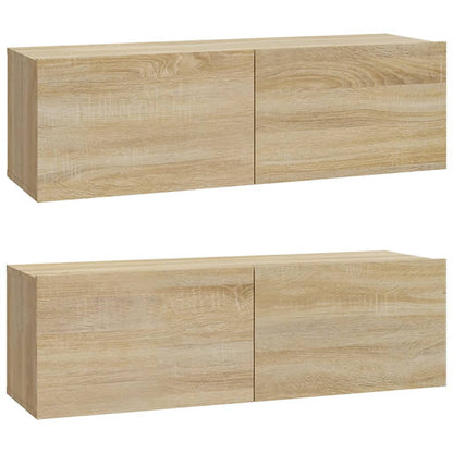 265223 - vidaXL Set me 2 Komoda Muri për TV 100×30×30 cm – Sonoma Oak