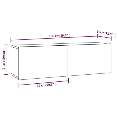 265223 - vidaXL Set me 2 Komoda Muri për TV 100×30×30 cm – Sonoma Oak